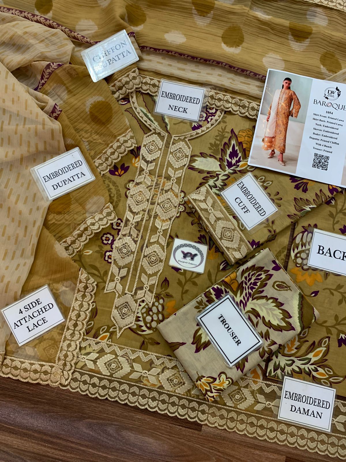 Baroque Embroidered Printed Lawn 3PC Unstitched