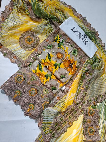 Iznik Embroidered Printed Lawn 3PC Unstitched