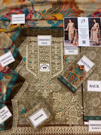 Zainab Chottani Embroidered Printed Lawn 3PC Unstitched