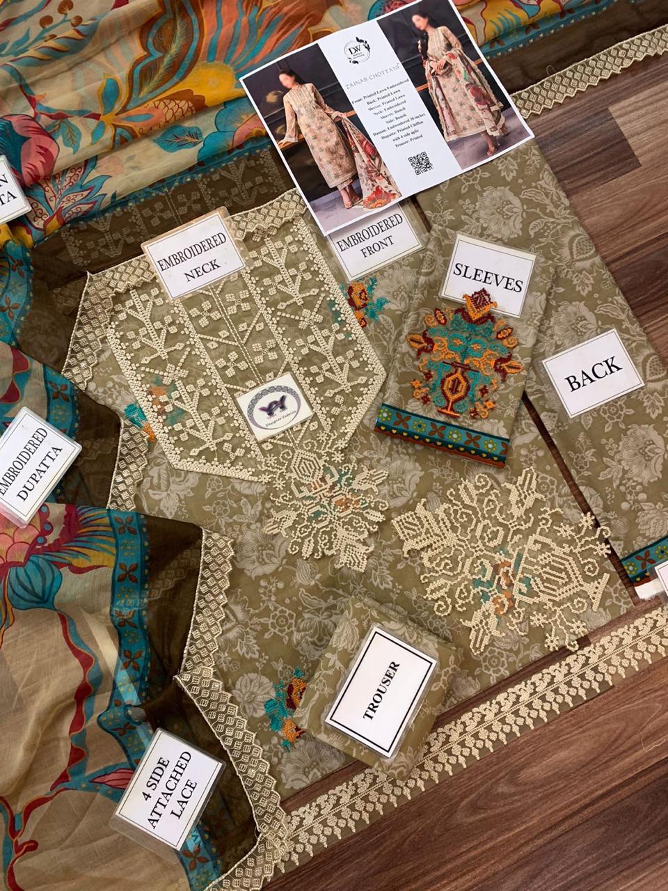 Zainab Chottani Embroidered Printed Lawn 3PC Unstitched