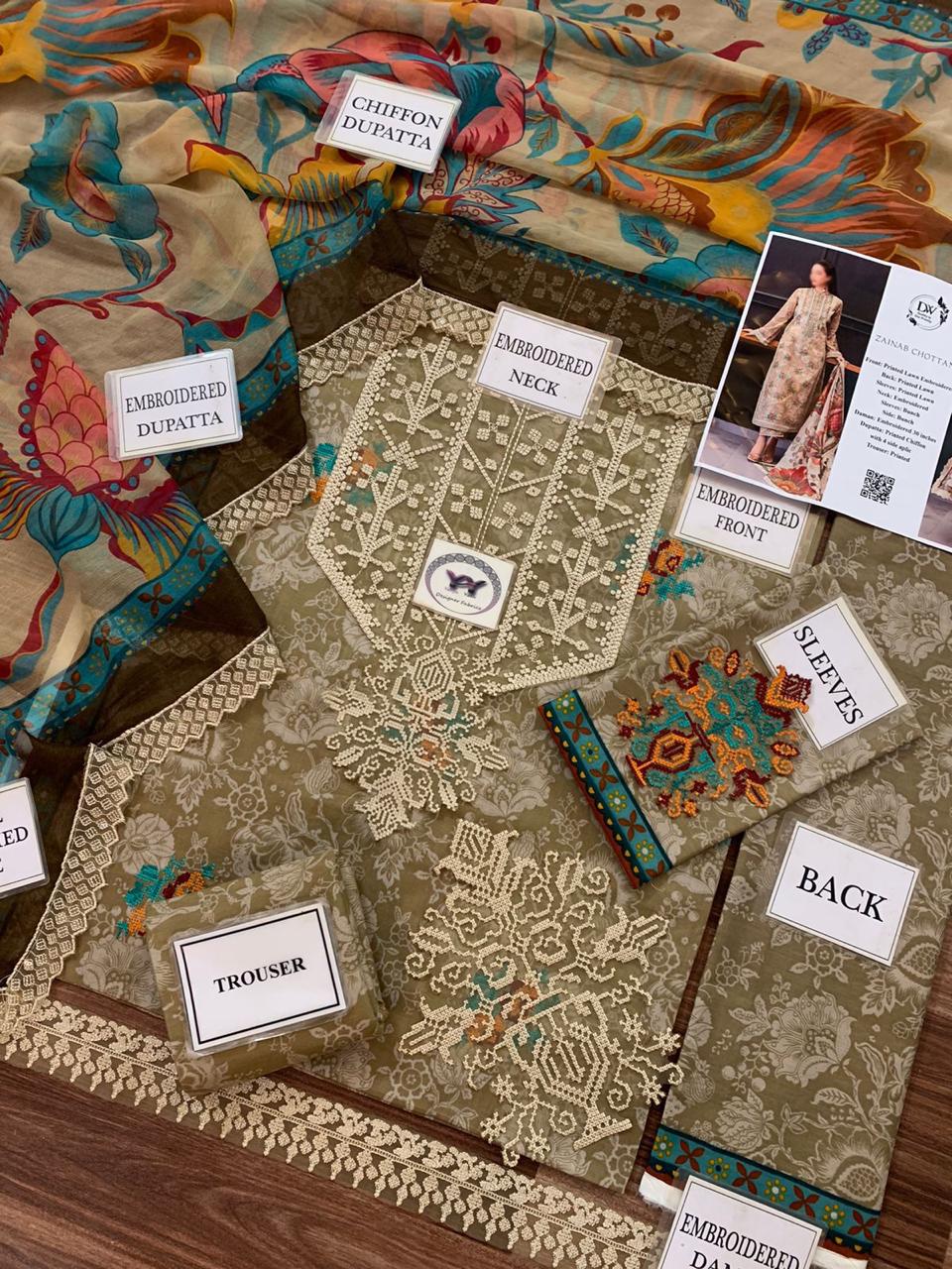 Zainab Chottani Embroidered Printed Lawn 3PC Unstitched