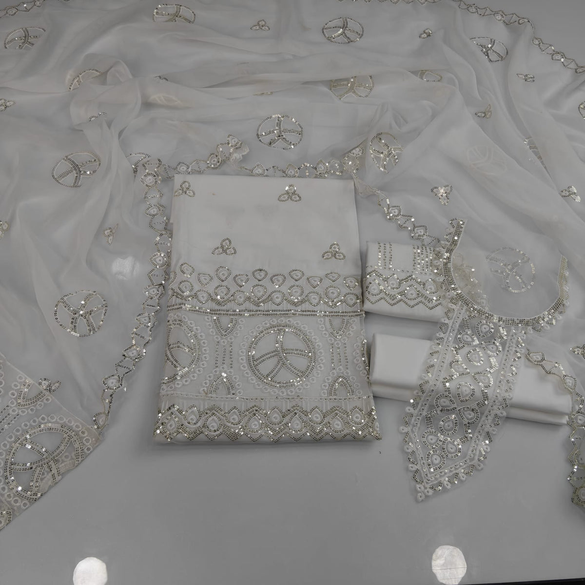 Party Wear Luxury Embroidered Cotton 3PC