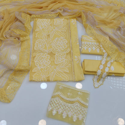 Party Wear Luxury Embroidered Cotton 3PC