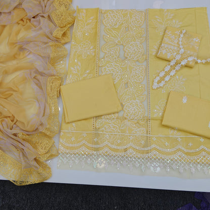 Party Wear Luxury Embroidered Cotton 3PC