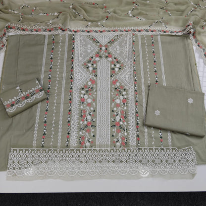Party Wear Luxury Embroidered Cotton 3PC