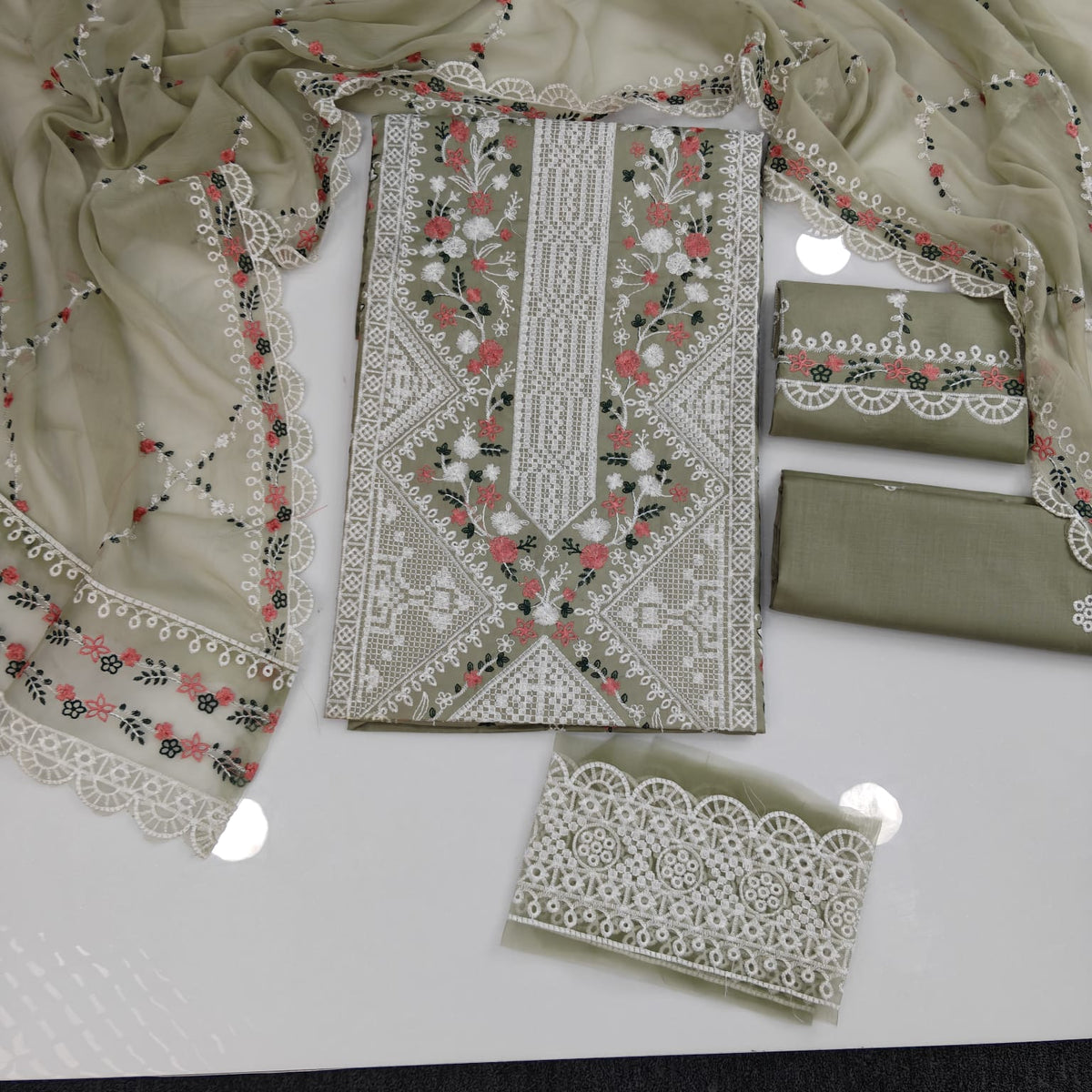 Party Wear Luxury Embroidered Cotton 3PC