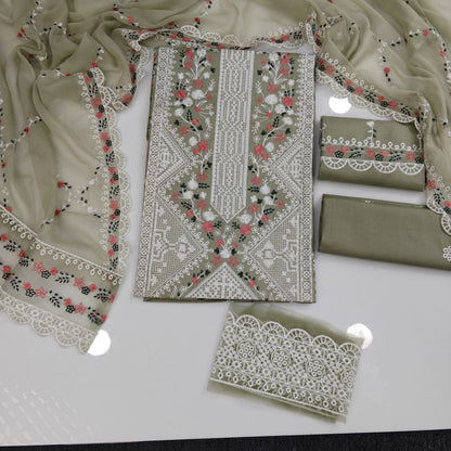 Party Wear Luxury Embroidered Cotton 3PC
