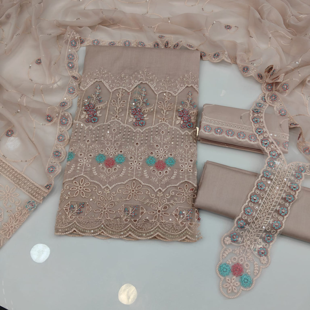 Party Wear Luxury Embroidered Cotton 3PC