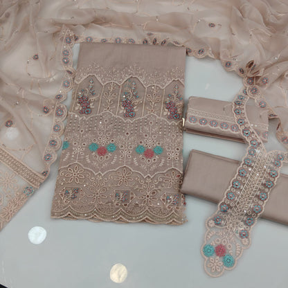 Party Wear Luxury Embroidered Cotton 3PC
