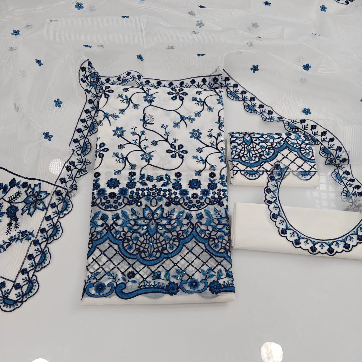 Party Wear Luxury Embroidered Cotton 3PC