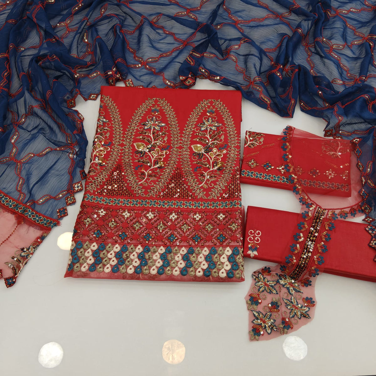 Party Wear Luxury Embroidered Cotton 3PC
