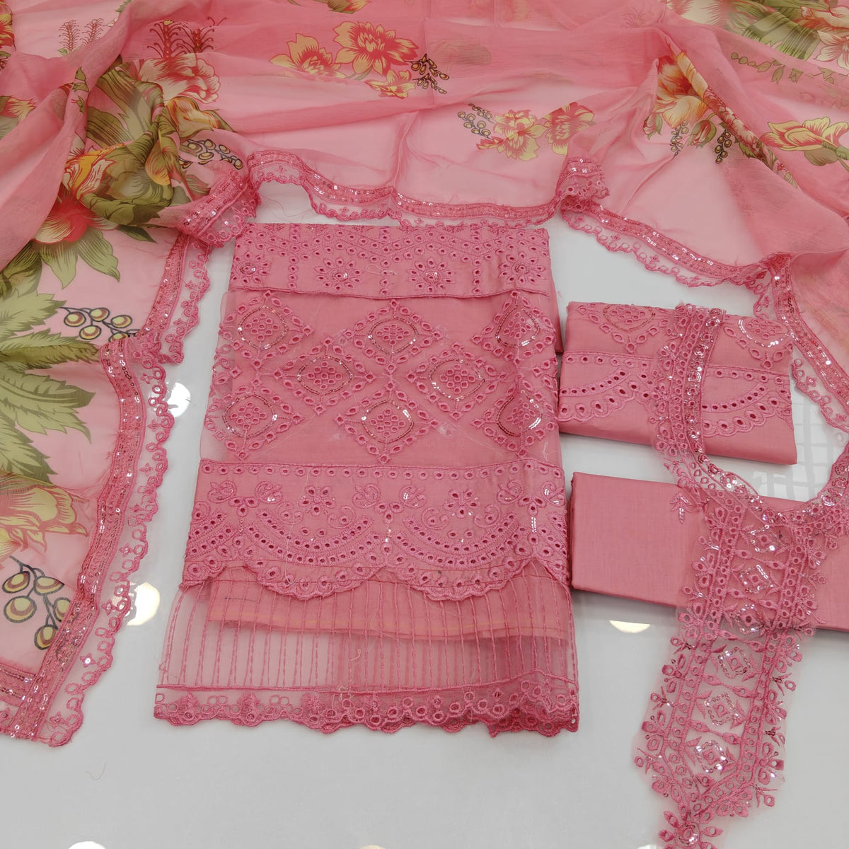 Party Wear Luxury Embroidered Cotton 3PC