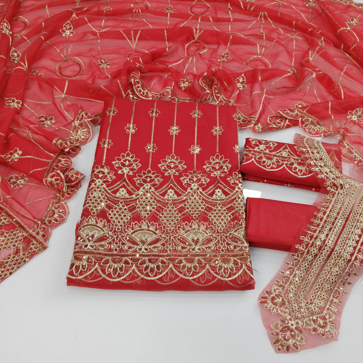 Party Wear Luxury Embroidered Cotton 3PC