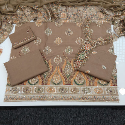 Party Wear Luxury Embroidered Cotton 3PC