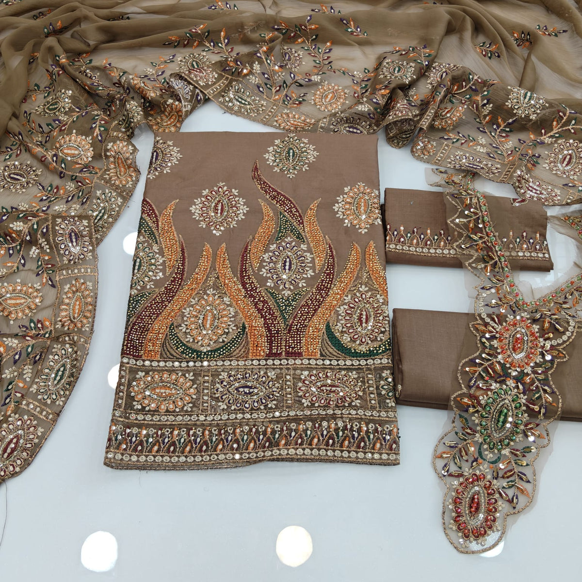 Party Wear Luxury Embroidered Cotton 3PC