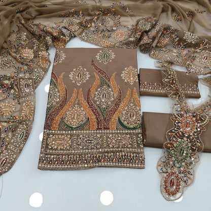 Party Wear Luxury Embroidered Cotton 3PC