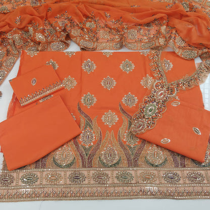 Party Wear Luxury Embroidered Cotton 3PC