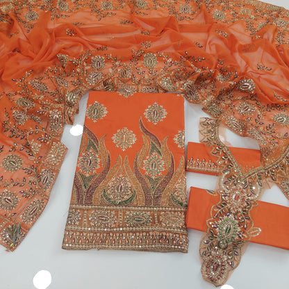 Party Wear Luxury Embroidered Cotton 3PC
