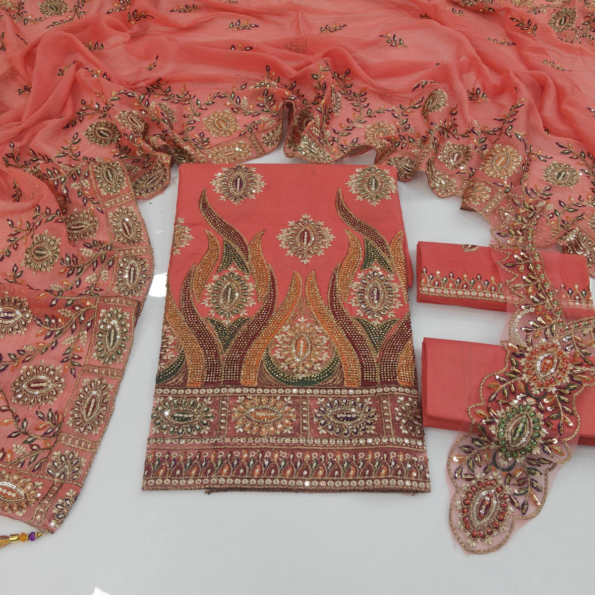 Party Wear Luxury Embroidered Cotton 3PC