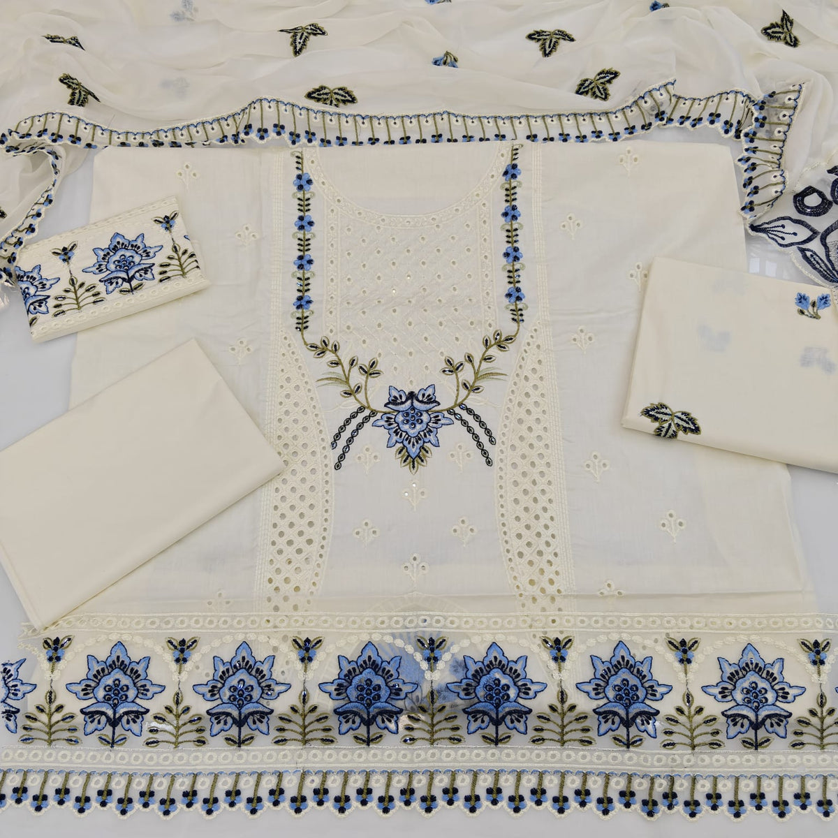 Maria B Party Wear Luxury Embroidered Cotton 3PC