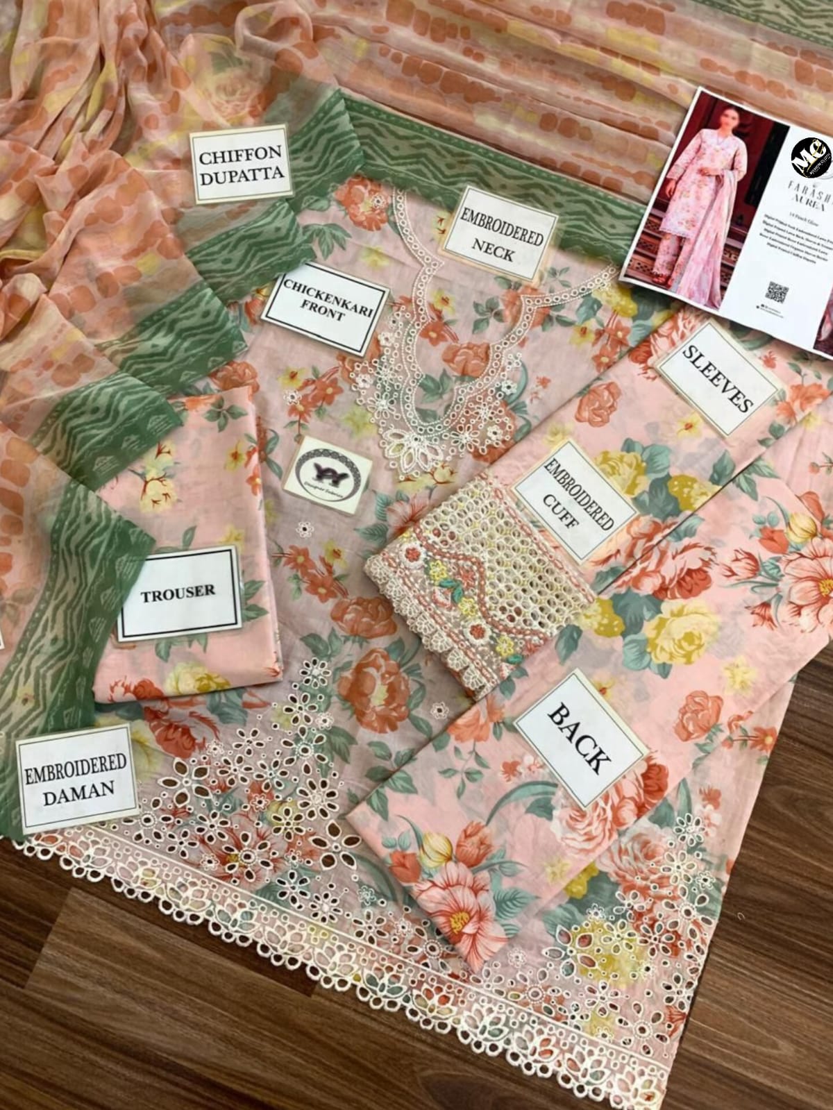 Farasha Aurea  Luxury Lawn Peach Glow