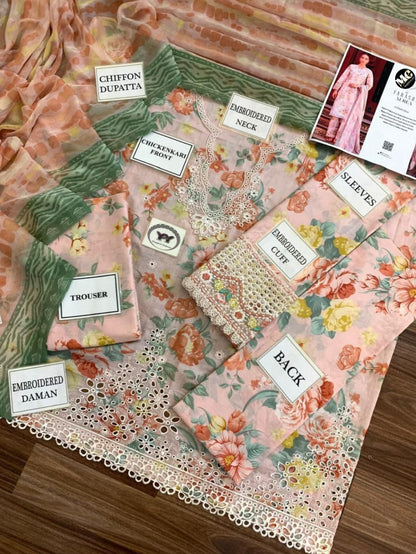 Farasha Aurea  Luxury Lawn Peach Glow