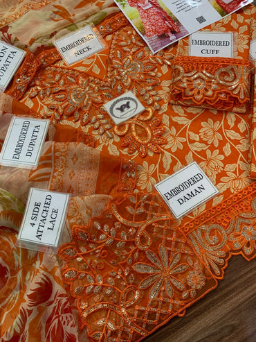 Aneela's Embroidered Printed Lawn 3PC Unstitched