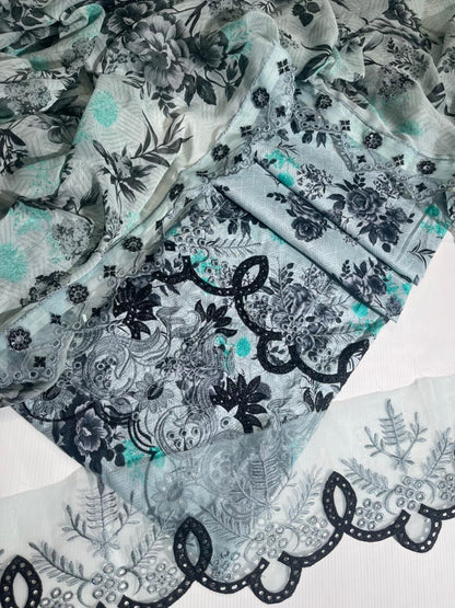 Sapphire Printed Embroidered 3 Pc