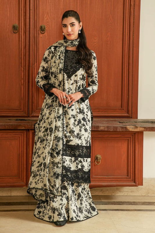 Aneela's Embroidered & Digital Printed Swiss Lawn 3 Piece - Memon Clothes