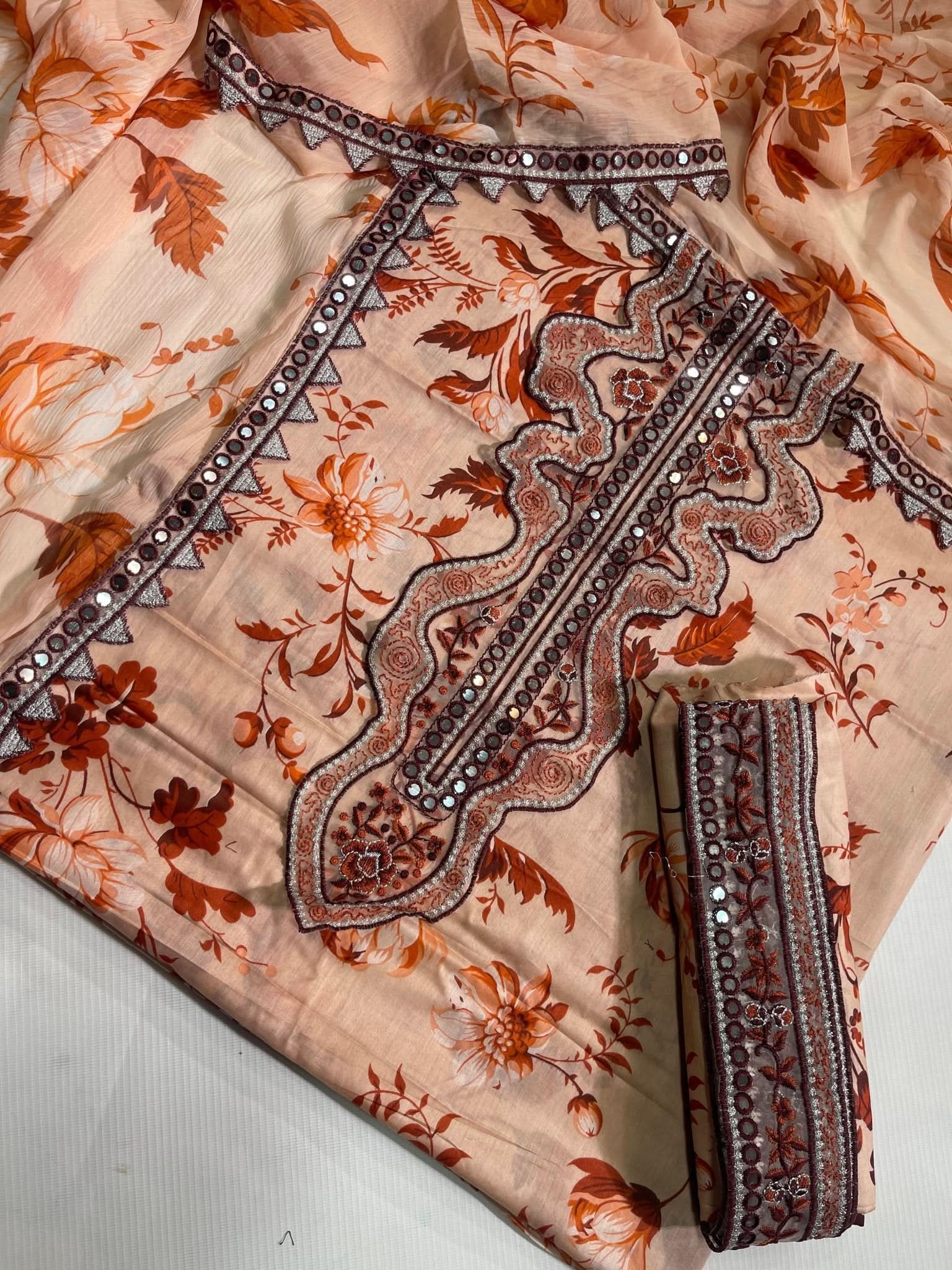 Aneela's Luxury 3Pc Embroidered Lawn Dress - Memon Clothes