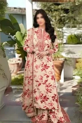 Aneela's Luxury 3Pc Embroidered Lawn Dress - Memon Clothes