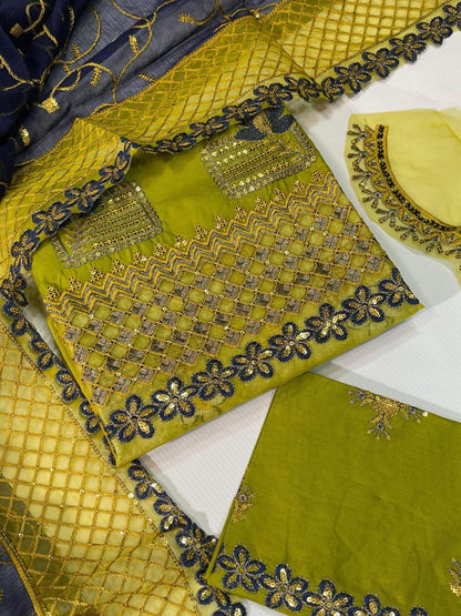 Anus Abrar Embroidered Cotton 3Pc - Memon Clothes