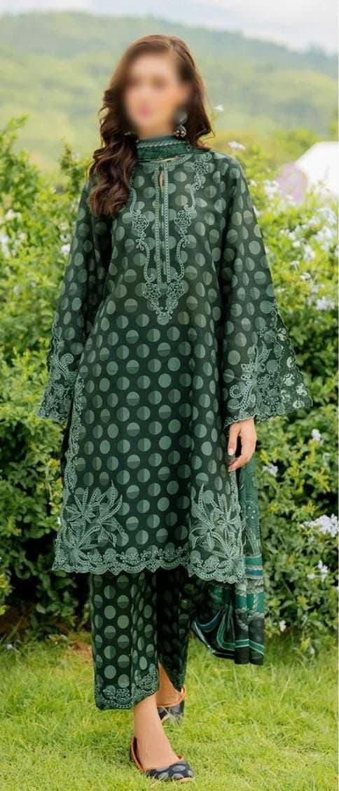 Baroque Digital Printed Embroidered 3Pc - Memon Clothes