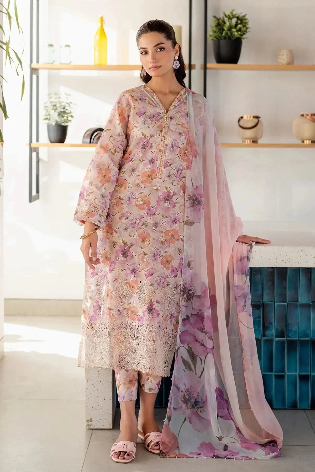 Baroque Floral Aplic Embroidered - Memon Clothes