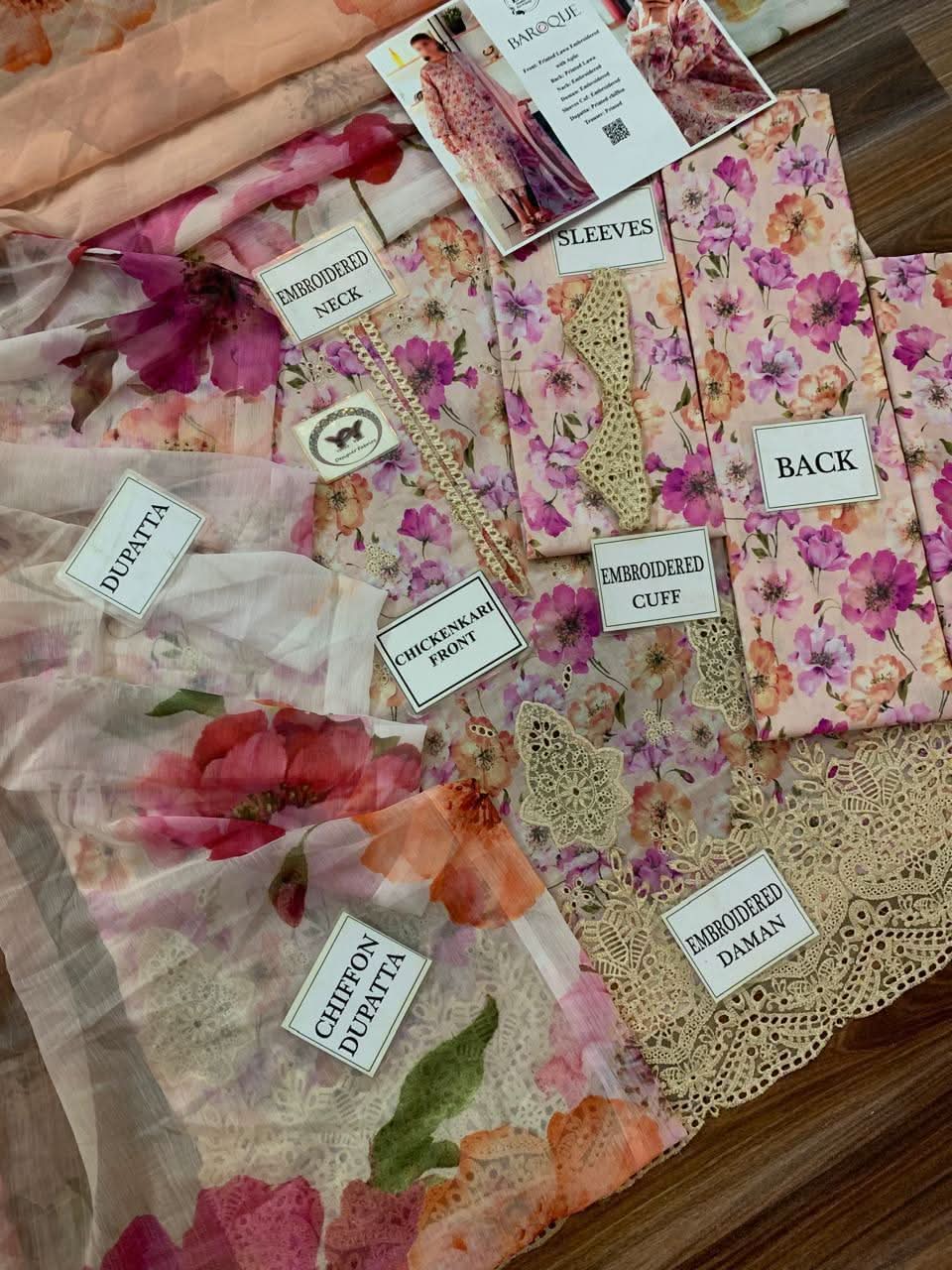 Baroque Floral Aplic Embroidered - Memon Clothes