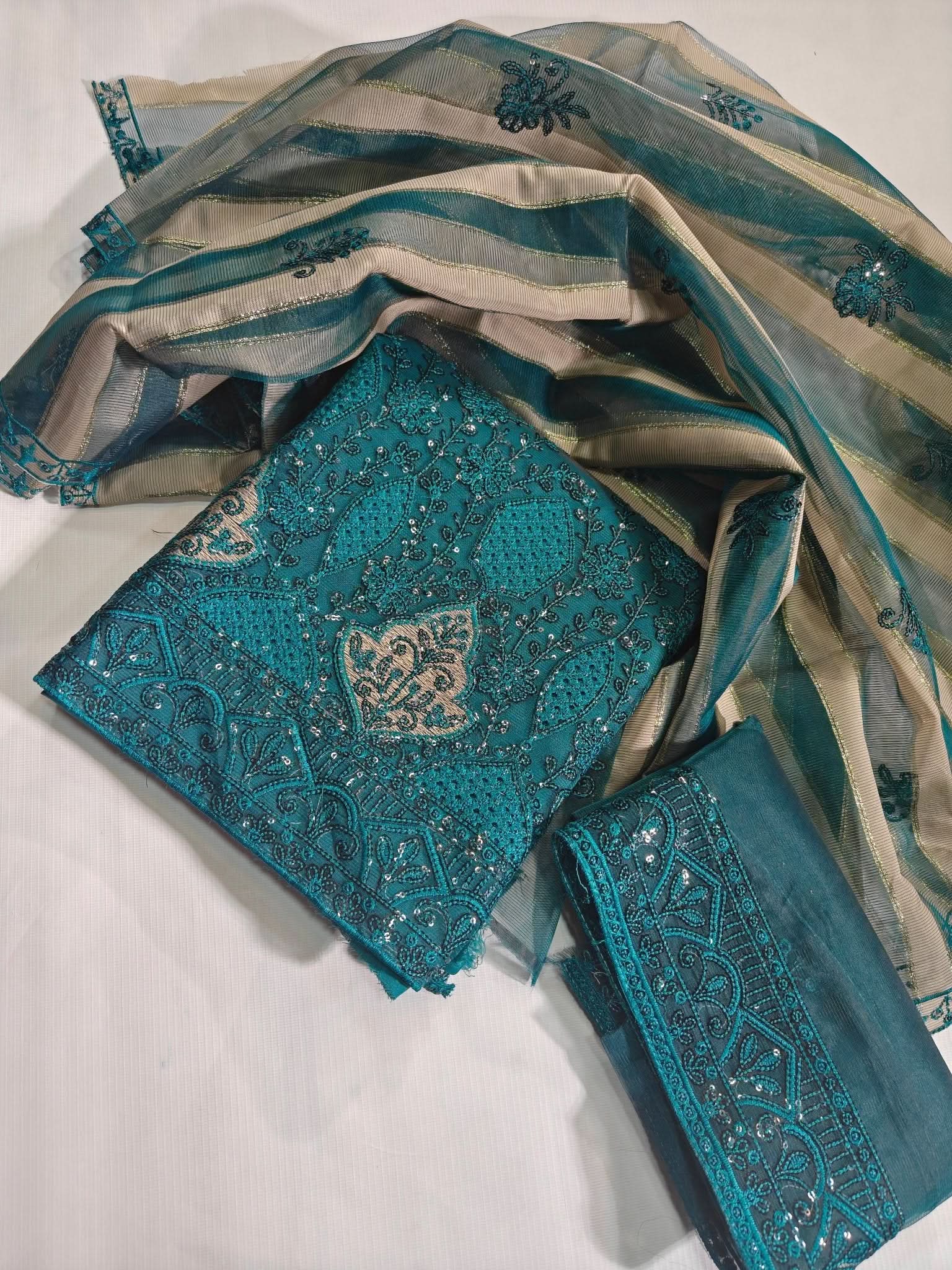 Baroque Organza Party Wear 3PC - Memon Clothes