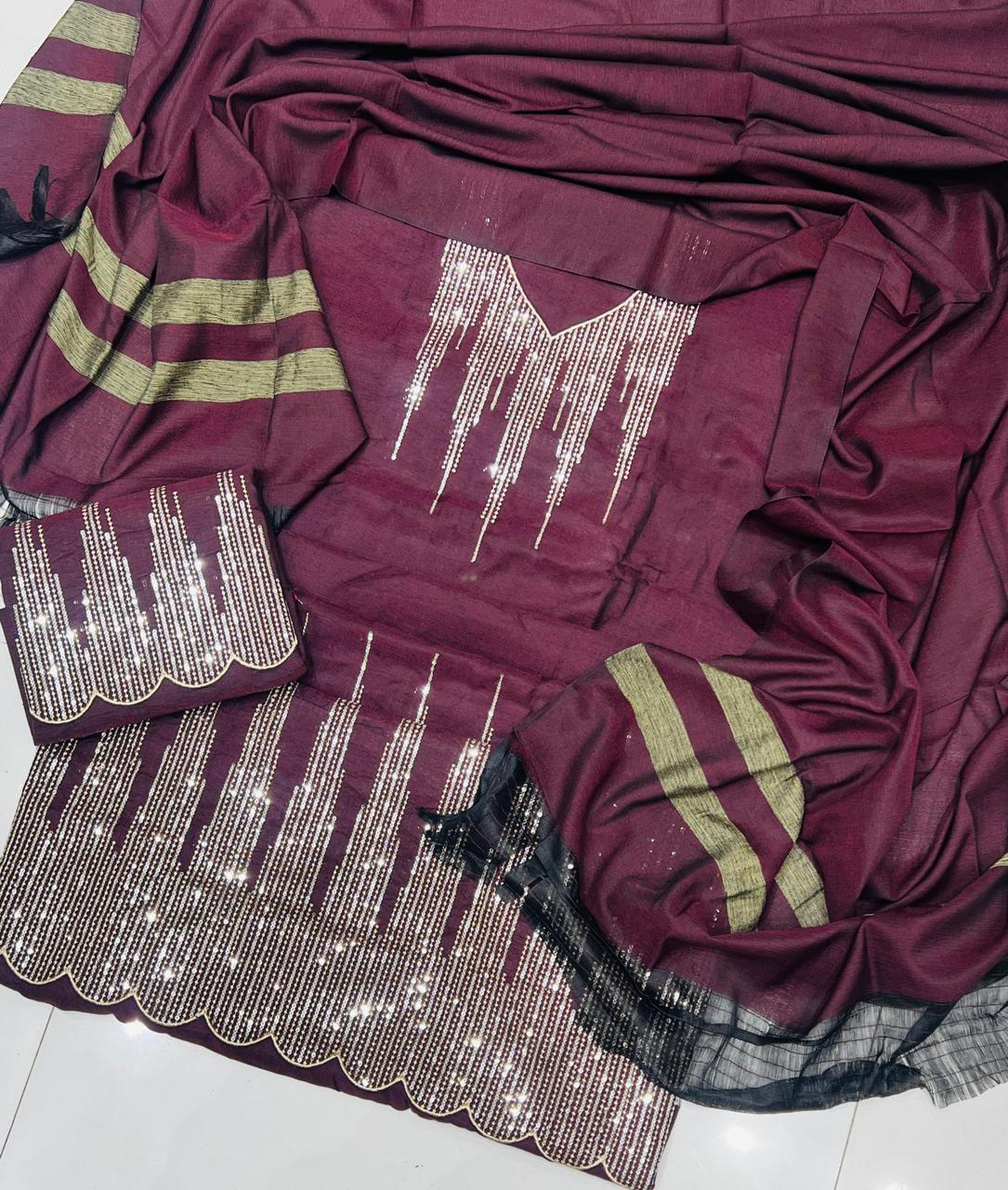 Luxury 3 Pcs khaddar Embroidery Suit Ustitched