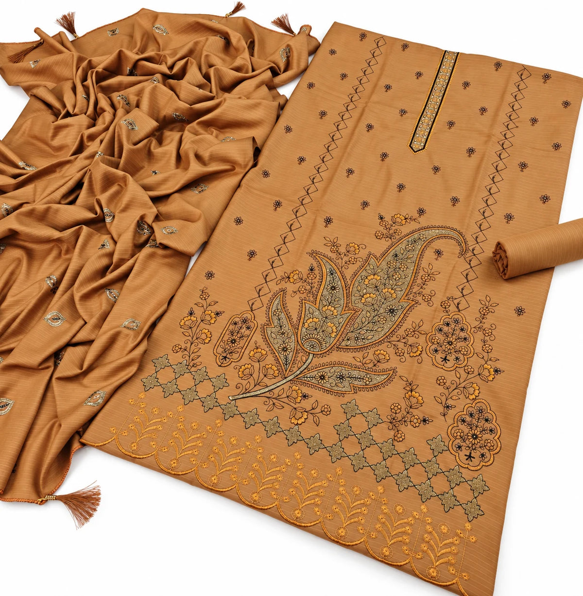 Dhanak Fancy Embroidered 3PC |