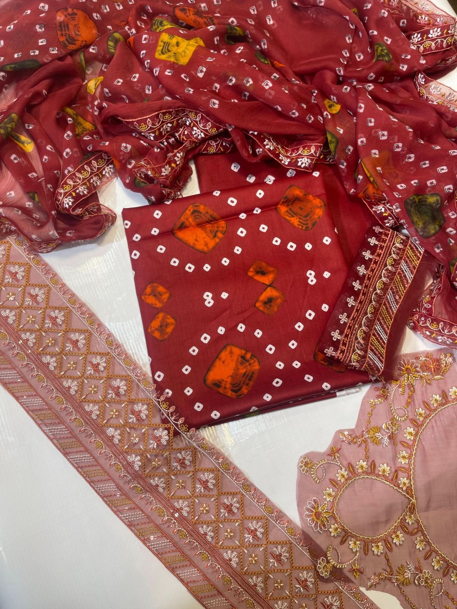 Chunri Aneelas Printed Embroidered - Memon Clothes