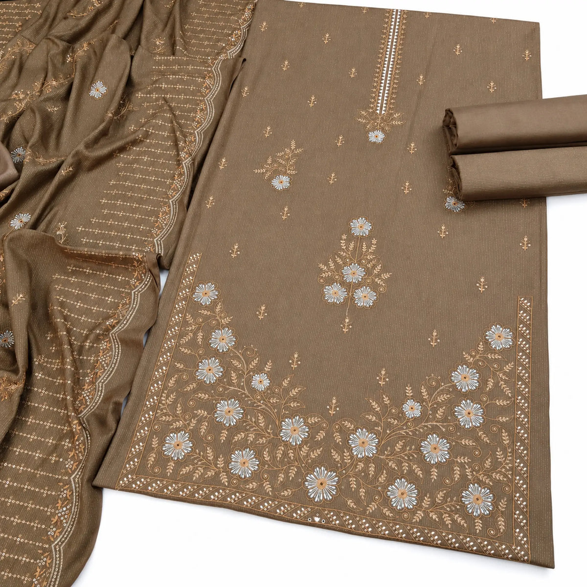 Dhanak Fancy Embroidered 3PC | VOL-1042