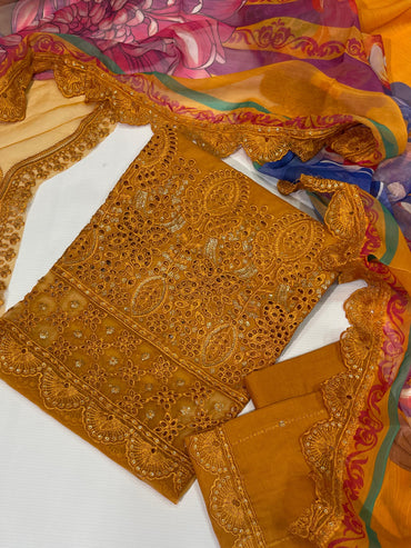 Bin Saeed Heavy Embroidered Fancy 3Pc