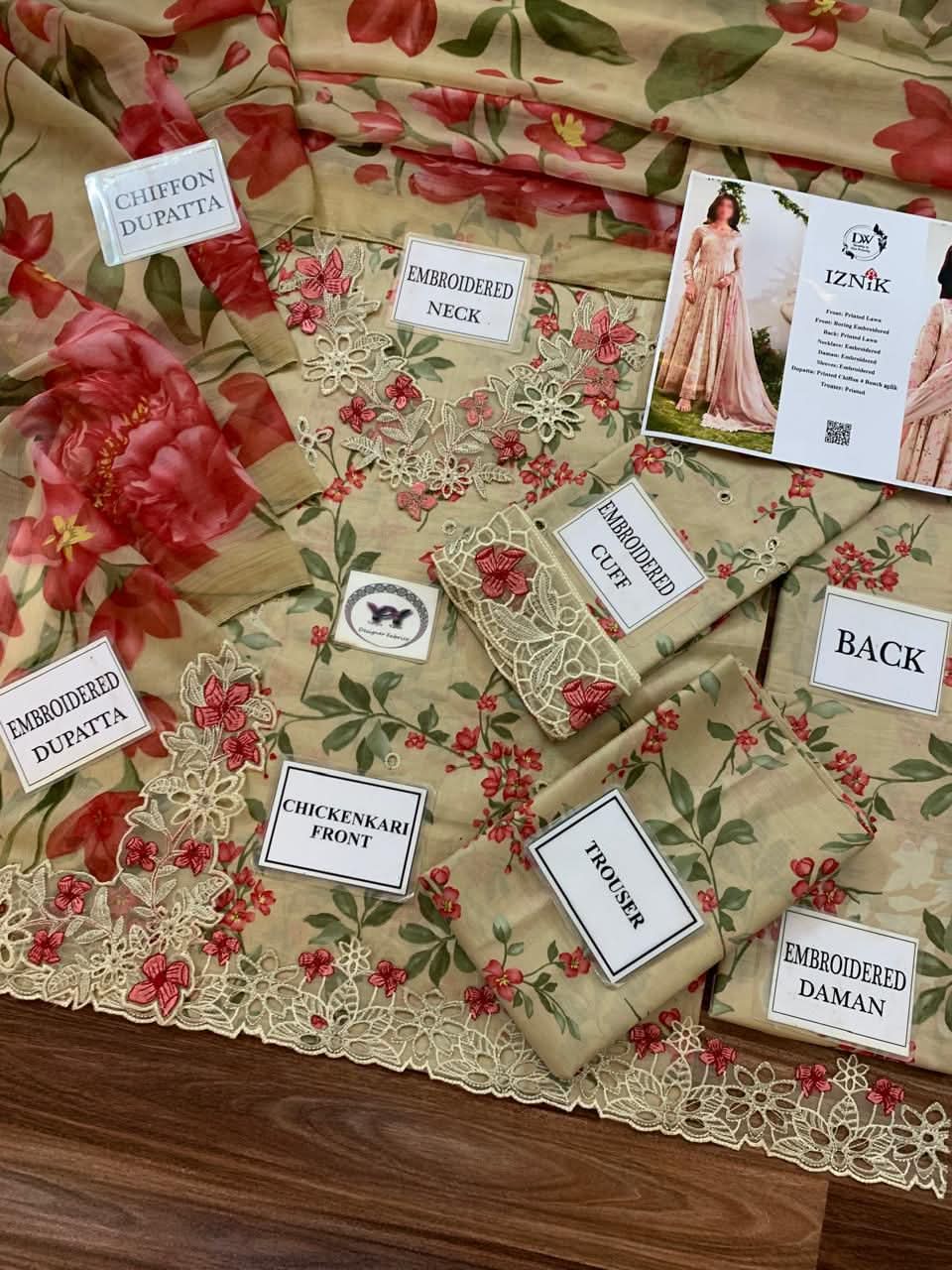 Iznik Printed ChickenKari 3PC - Memon Clothes