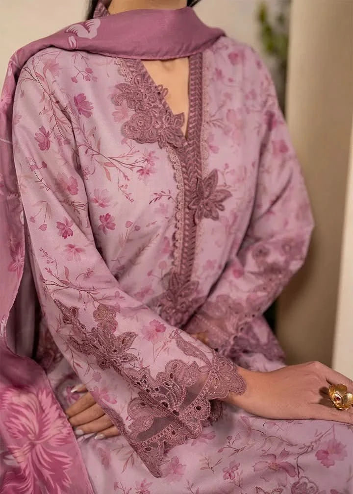 Iznik Unstitched in Mauve Pink Lawn 3 Pcs - Memon Clothes