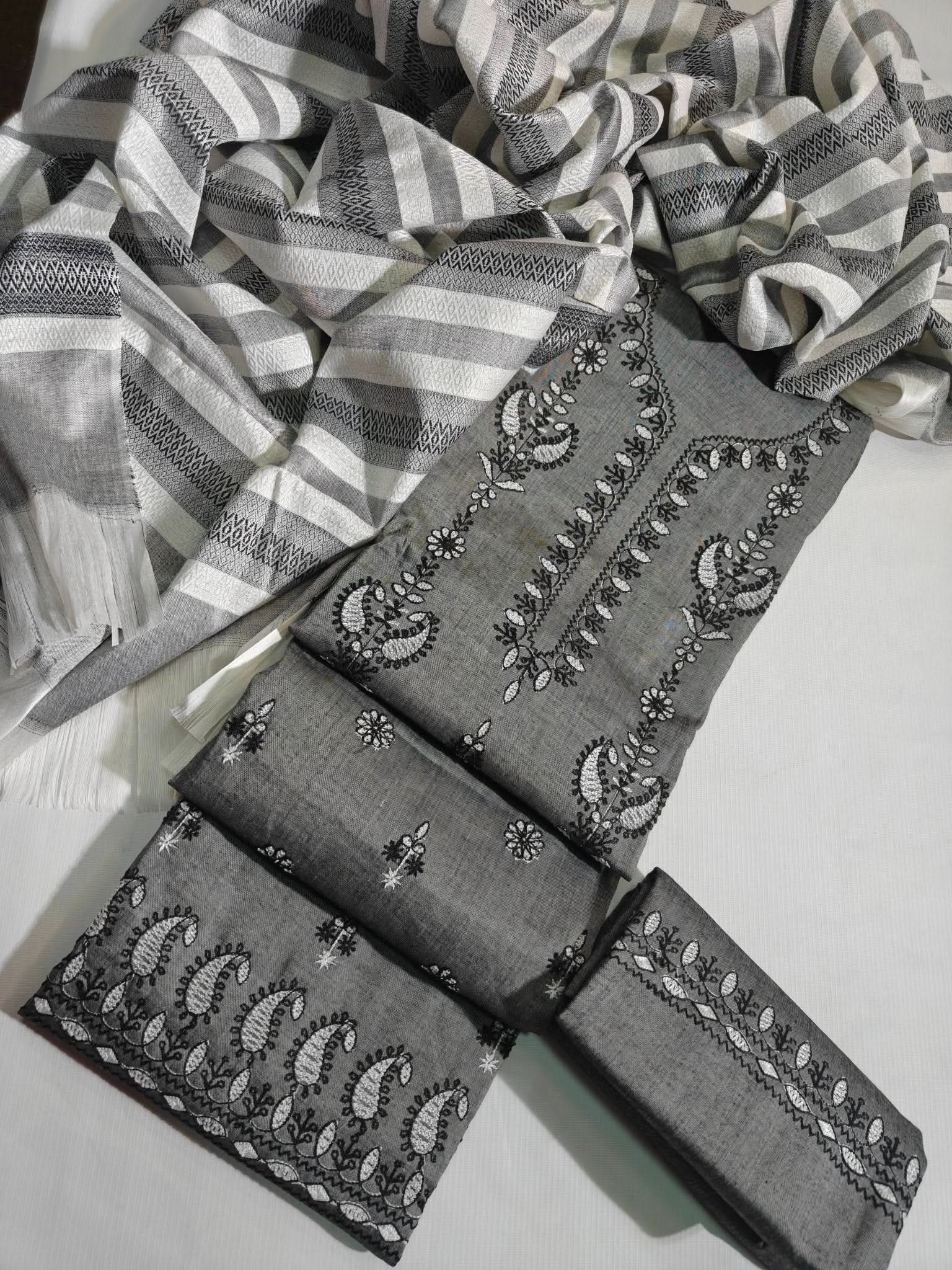 Khaddar Embroidered 3 Piece Unstitched - Memon Clothes