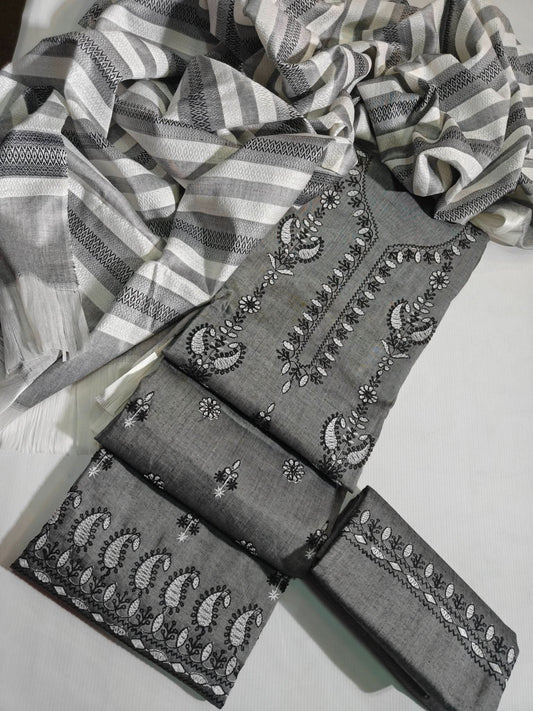 Khaddar Embroidered 3 Piece Unstitched - Memon Clothes