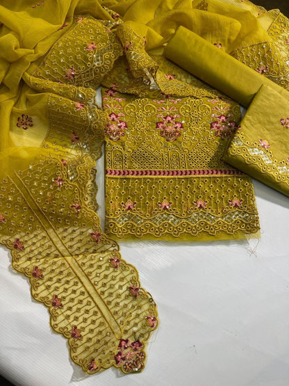 Luxury Elaf Fancy Embroidered Cotton 3PC - Memon Clothes