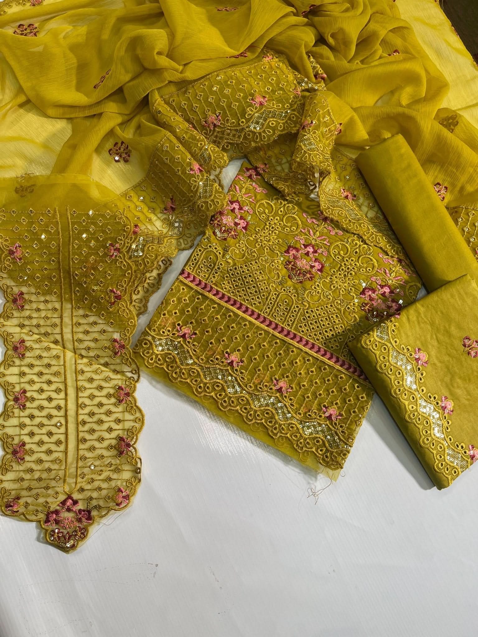 Luxury Elaf Fancy Embroidered Cotton 3PC - Memon Clothes