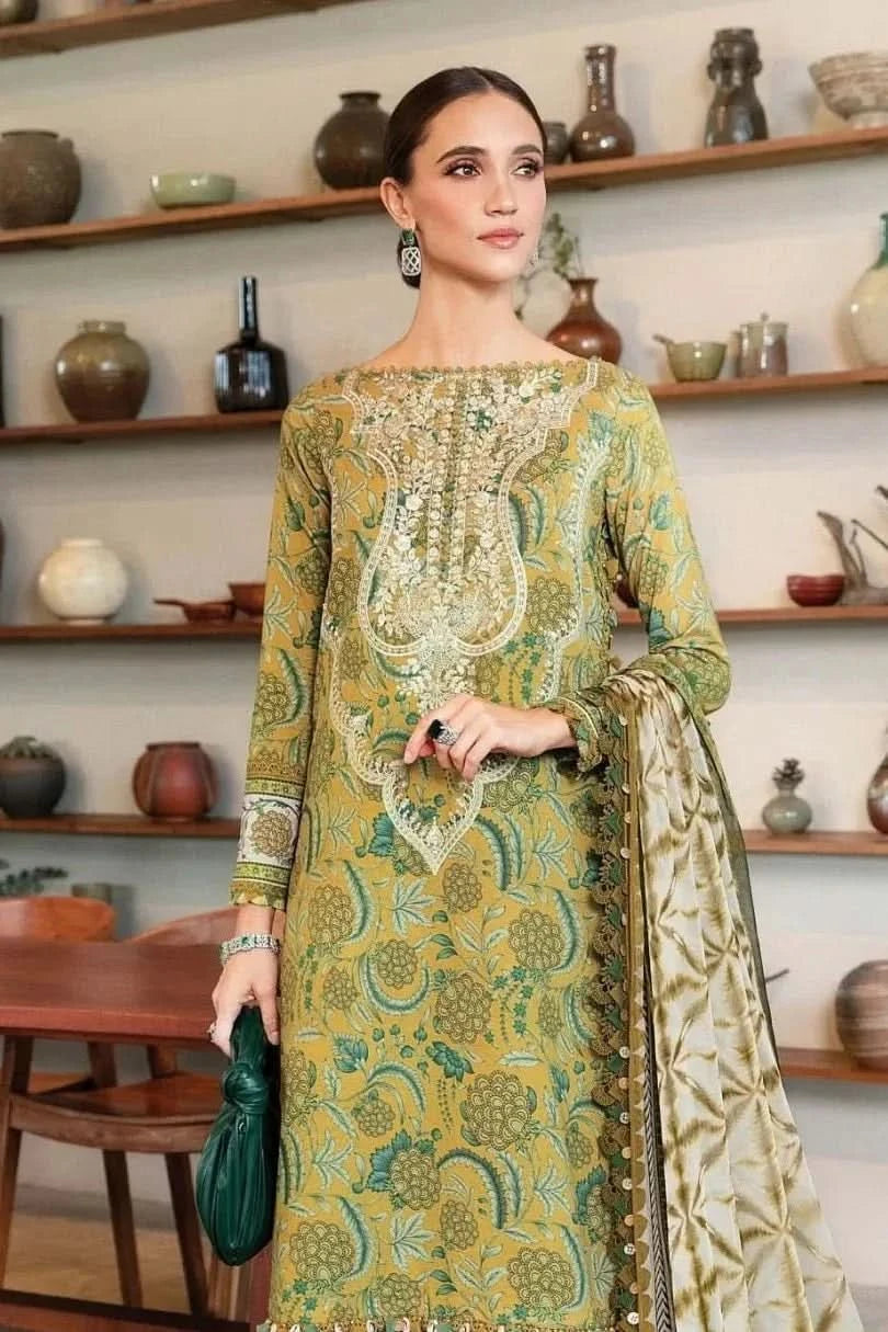 Maria B Unstitched Printed Lawn Suit - Memon Clothes
