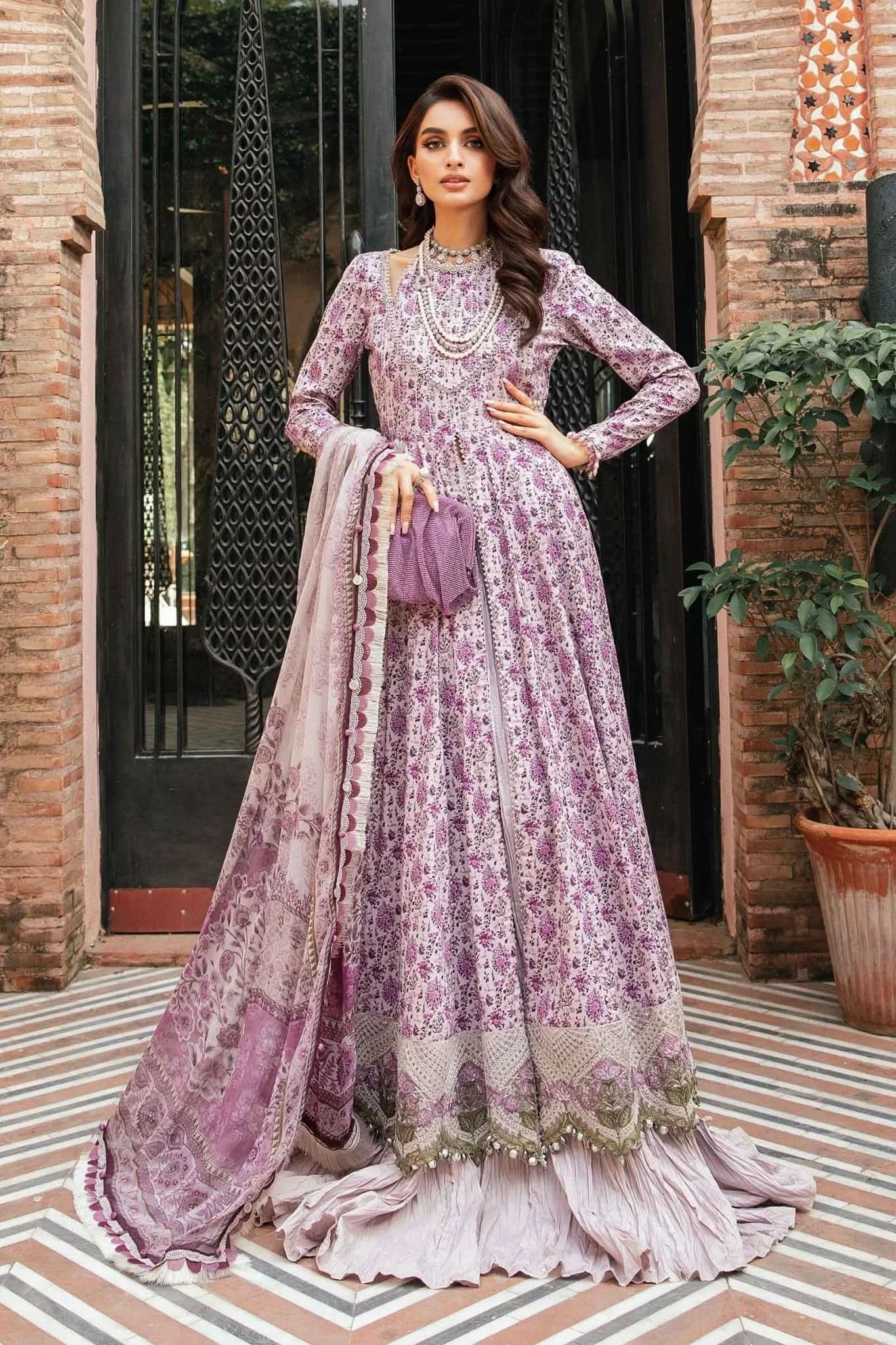Maria B Unstitched Printed Lawn Suit - Memon Clothes