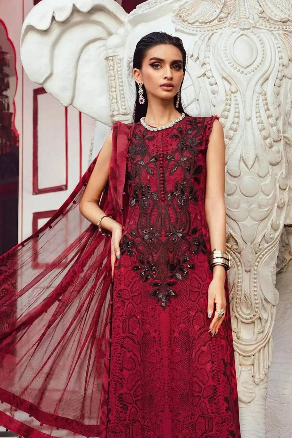 Maria Printed Embroidery 3Pc - Memon Clothes